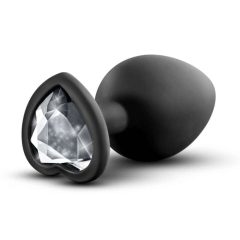 Temptasia S - srebrno kameno srce analni dildo (crni) - mali