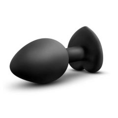 Temptasia S - srebrno kameno srce analni dildo (crni) - mali