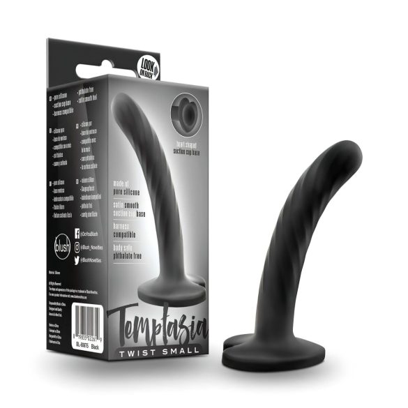 Temptasia Twist mali - crni uvijeni dildo s vakuumskom bazom