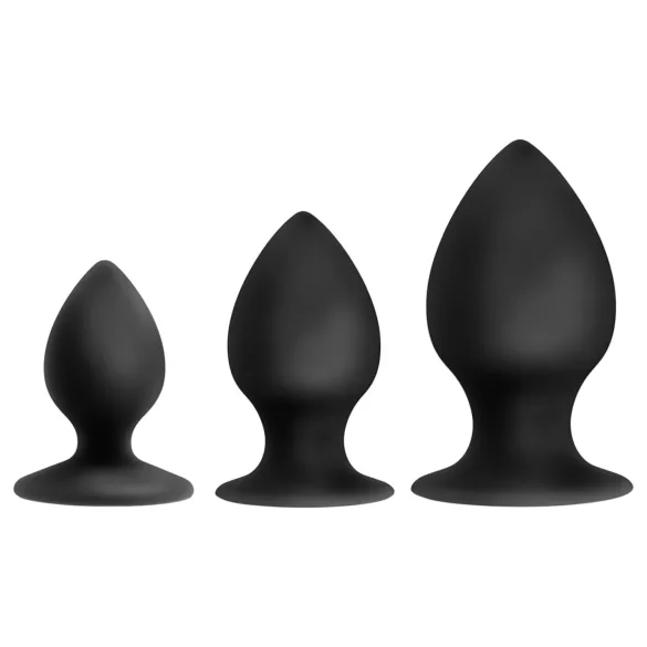 Anal Adventures Platinum Stout - analni plug set - 3 komada - crni