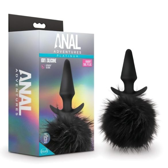 Analne avanture Platinum - crni plug s zečjim repom