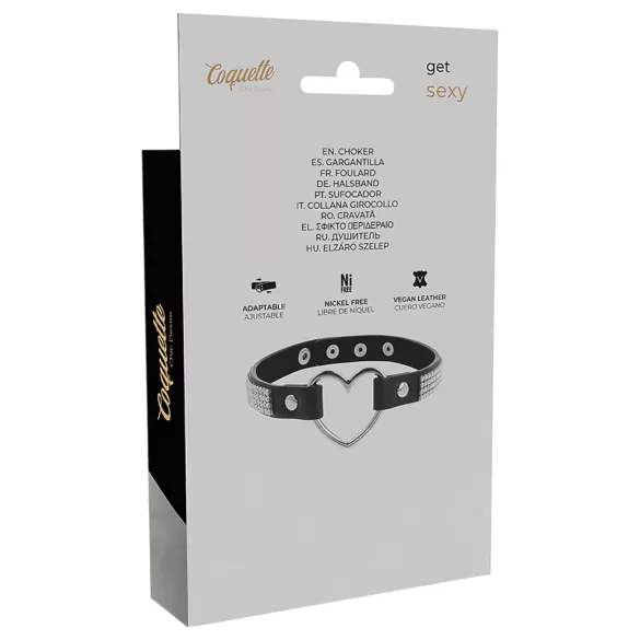 Coquette - ogrlica choker sa srcem i kristalima - crna