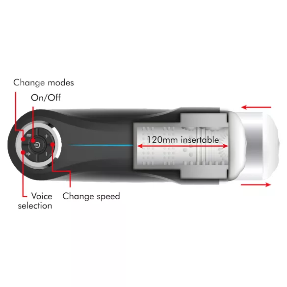 JamyJob - muški masturbator s pokretnim dijelom i vibracijom - crni