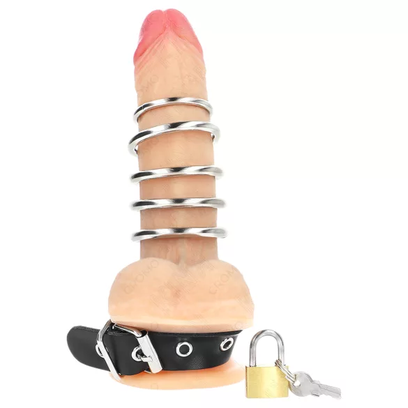 Kink - penisni prsten s metalnim prstenovima - crna