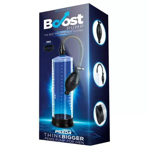 Boost PSX04 - ručna pumpica za penis s mjernom skalom (prozirna) - 22 cm