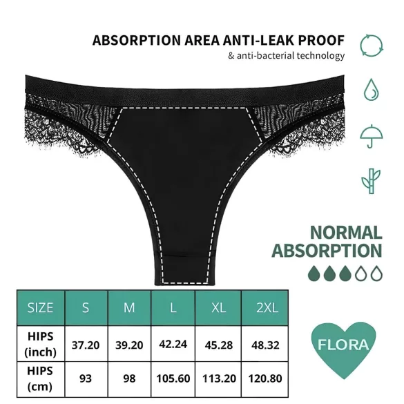 Adalet Flora Normal - menstrualne gaćice - crne - L
