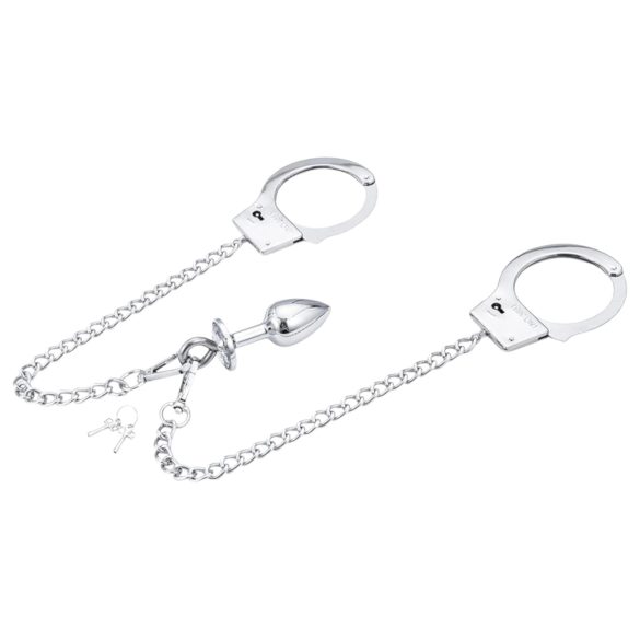 LateToBed - lisice s analnim čepom - metalne - srebrna