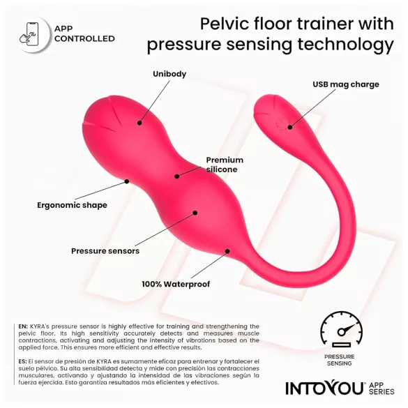 INTOYOU Kyra Pelvic - vibrirajuće kegel kuglice - pametne - silikon - roza