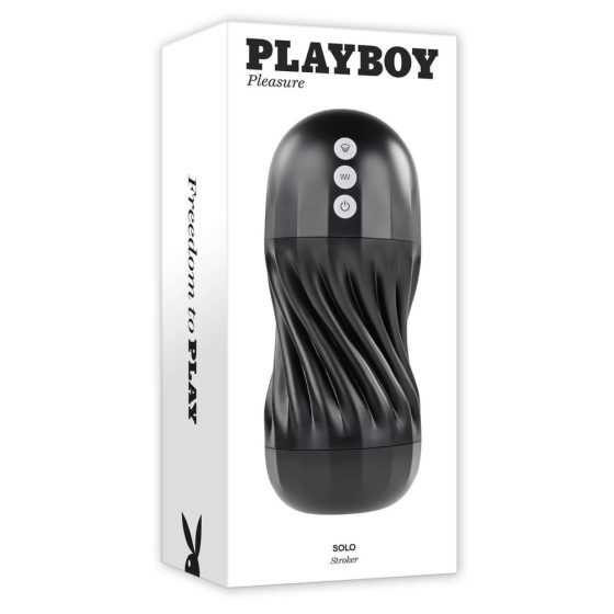 Playboy Solo Stroker - usisni vibrirajući masturbator na baterije (crni)