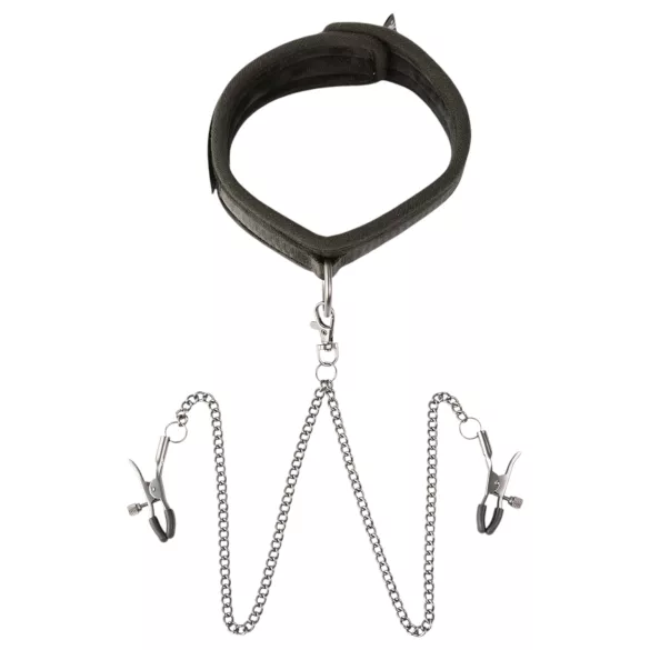 Sei Mio - ogrlica i kvačice za bradavice - crna