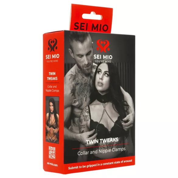 Sei Mio - ogrlica i kvačice za bradavice - crna