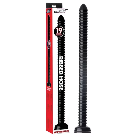 HOSED - analni dildo sa prianjajućom bazom - rebrasti - crni
