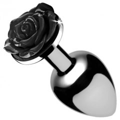   Booty Sparks Black Rose - 79g aluminijski analni dildo (srebrno-crni)