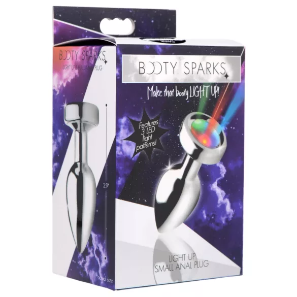 Booty Sparks - analni plug sa svjetlom - mali - srebrni