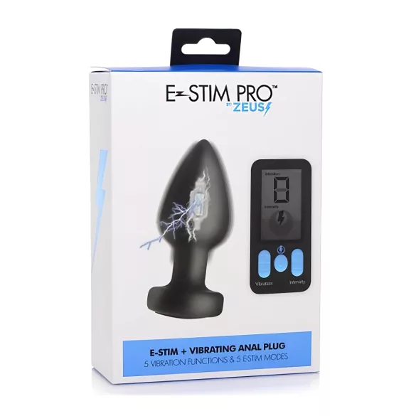 Zeus - analni vibrator s daljinskim upravljanjem E-Stim - crni