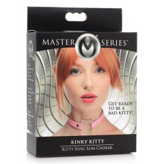   Master Series Kinky Kitty - mačja ogrlica s prstenom za glavu (roza)