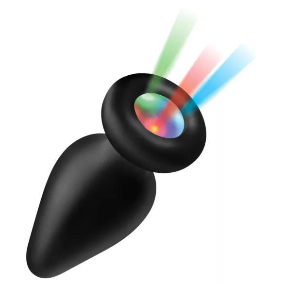 Booty Sparks - analni čep s LED svjetlom - silikon - crni