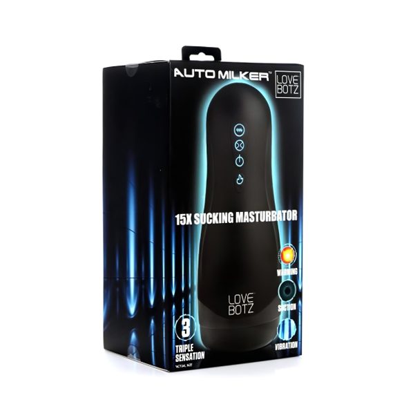 Lovebotz - automatski masturbator s usisom i vibracijom - vodootporan - crni