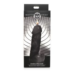   Dark Pecker - svijeća za tijelo - penis s testisima - crna (352g)