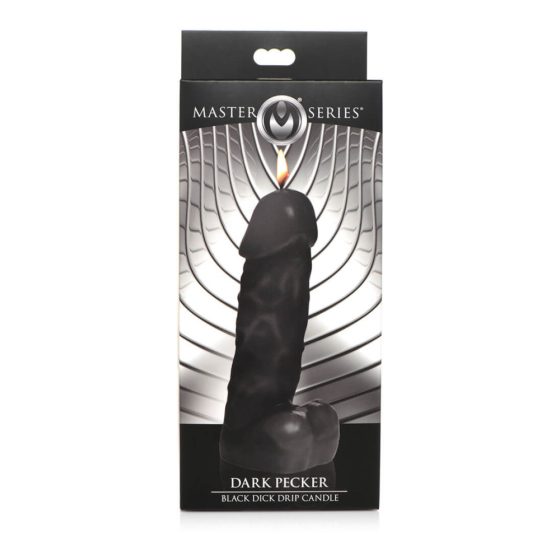 Dark Pecker - svijeća za tijelo - penis s testisima - crna (352g)