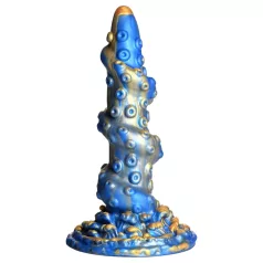  Creature Cocks Kraken - spiralni dildo s pipcima - 21cm - zlatno-plava