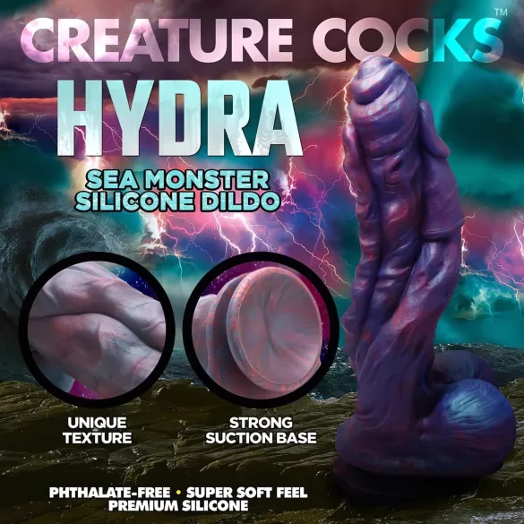 Creature Cocks Hydra - dildo - silikon - 27cm - ljubičasta