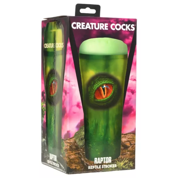 Creature Cocks Raptor - umjetna reptilska vagina u futroli (crno-zelena)