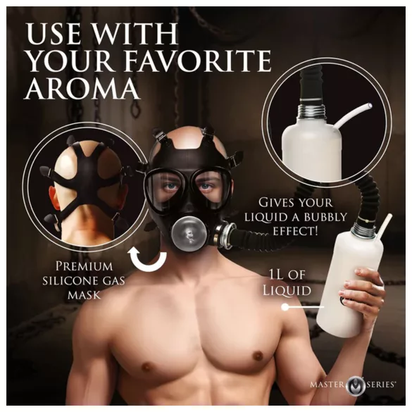 XR Brands - 2u1 maska za pušenje i aroma inhalator - crna