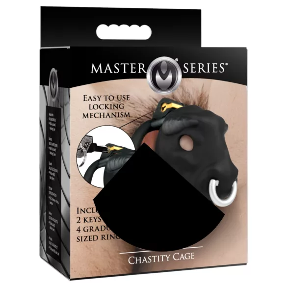 Master Series Bull - kavez za penis s bikovom glavom (crni)