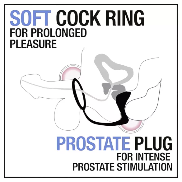 Anal Adventures Platinum - analni dildo s penis prstenom - crna