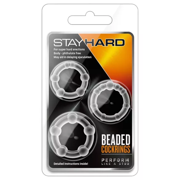 Stay Hard - set penis prstena - 3 komada - prozirno