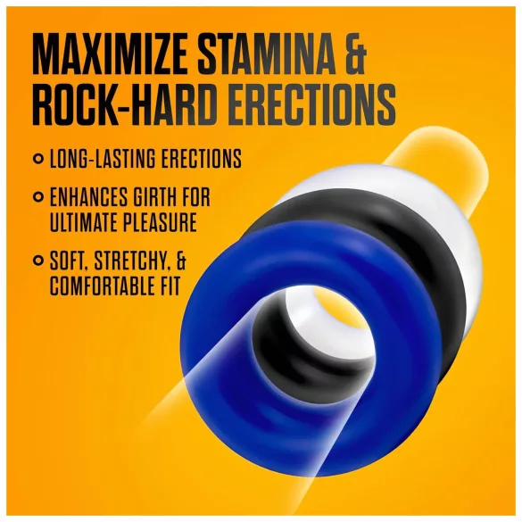 Stay Hard - set prstena za penis - 3 komada - raznobojni