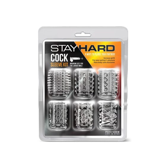 Stay Hard - manžetne za penis - prozirne (6 kom)