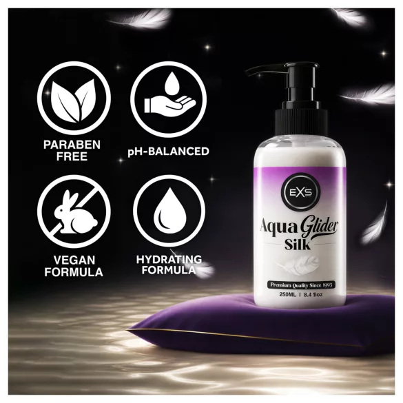 EXS AquaGlider Silk - svilenkasti lubrikant na bazi vode u bočici s pumpicom (250 ml)
