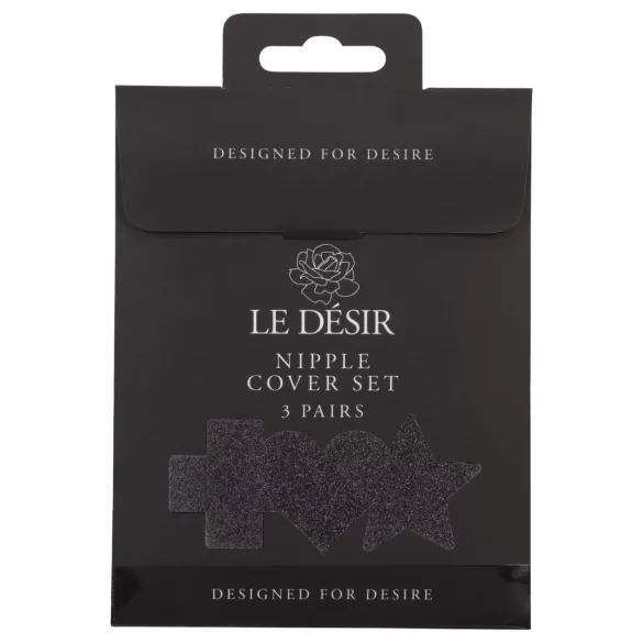 Le Désir - set ukrasa za bradavice - 3 para - crna