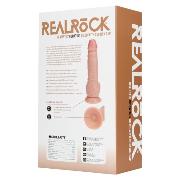 REALROCK - vibrator s vakuumskim držačem - prirodni (18cm)