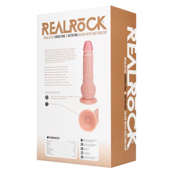 RealRock - rotirajući vibrator - prirodna boja - 20,5 cm
