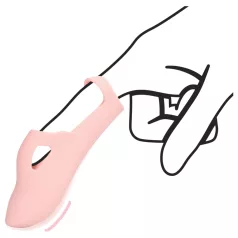   Loveline - vibratorski prsten za prst s rebrastom teksturom - silikon roza