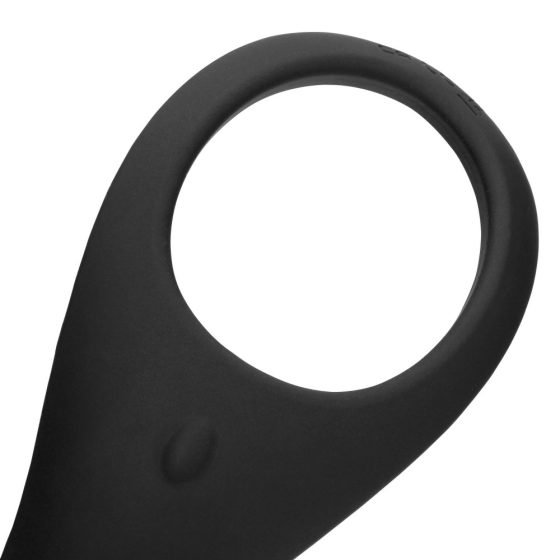 Loveline - punjivi, vibrirajući dugi prsten za penis i testise (crni)