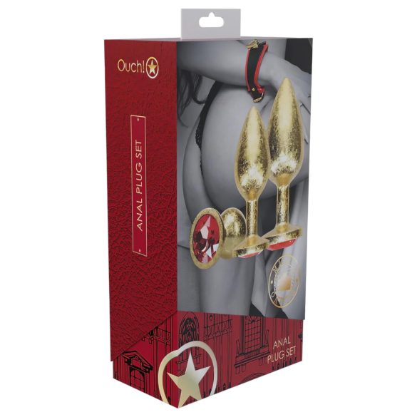 Ouch! - set analnih čepova - zlatna