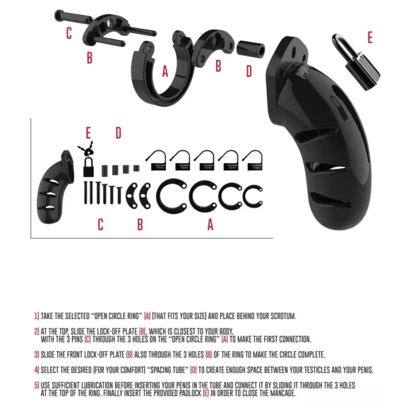 ManCage Model 06 - kavez za penis za muškarce (crni) - 14 cm