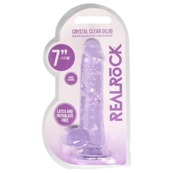 REALROCK - prozirni realistični dildo - ljubičasti (17 cm)