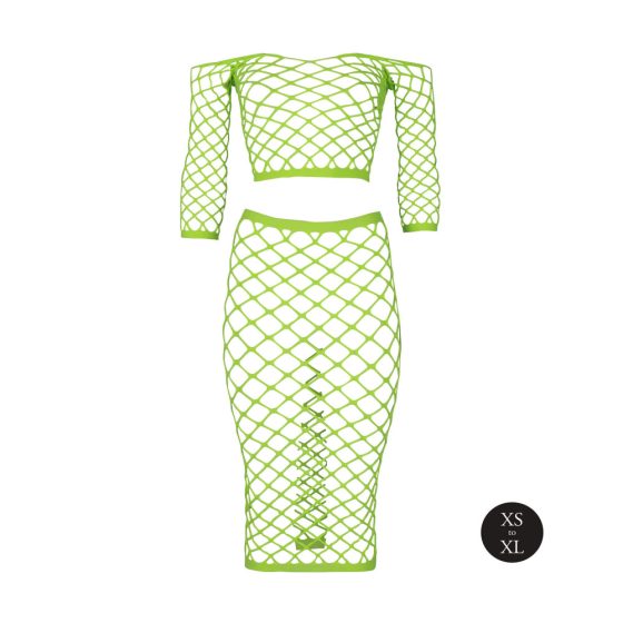 Joj! - fluorescentna mrežasta suknja i top (neon zelena)