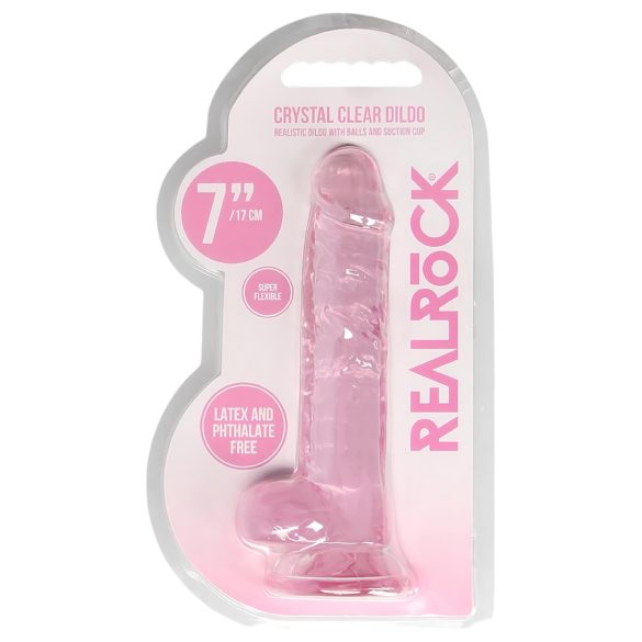 REALROCK - prozirni realistični dildo - rozi (17 cm)