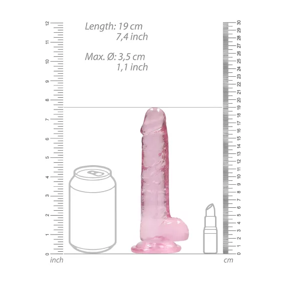 RealRock - realistični dildo - prozirni ružičasti - 17 cm