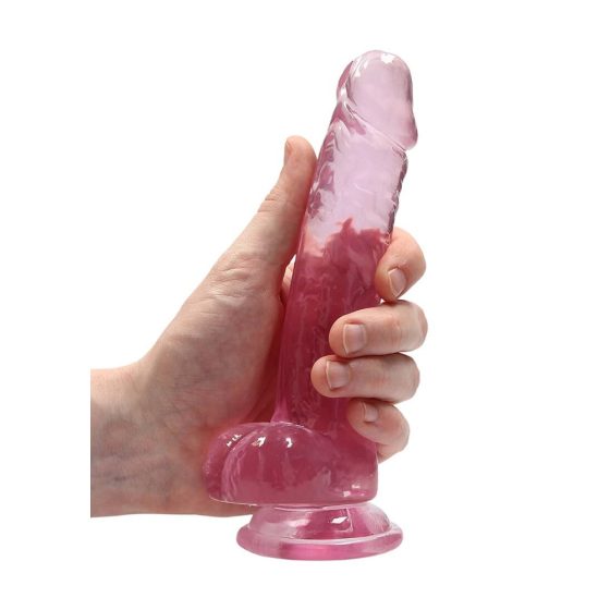 REALROCK - proziran realistični dildo - ružičasti (17 cm)