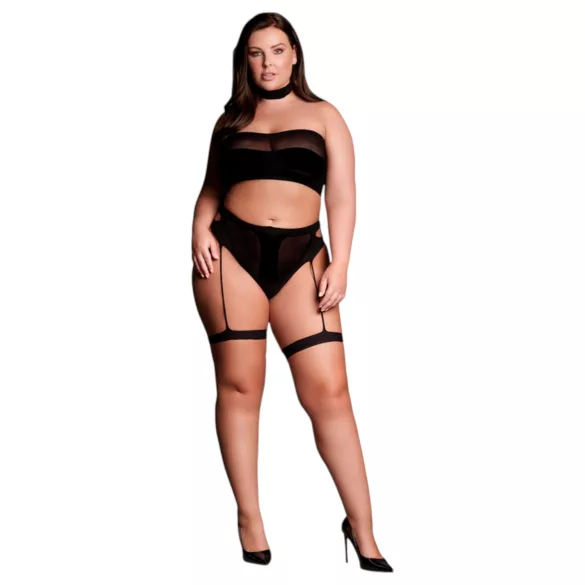 Le Désir Plus Size - set donjeg rublja 3 dijela - crna - XL-4XL