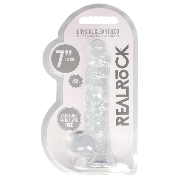 REALROCK - prozirni realistični dildo - prozirni (17 cm)