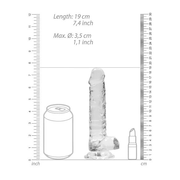 RealRock - realistični dildo - prozirno - 17 cm