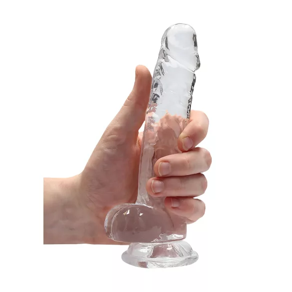 RealRock - realistični dildo - prozirno - 17 cm